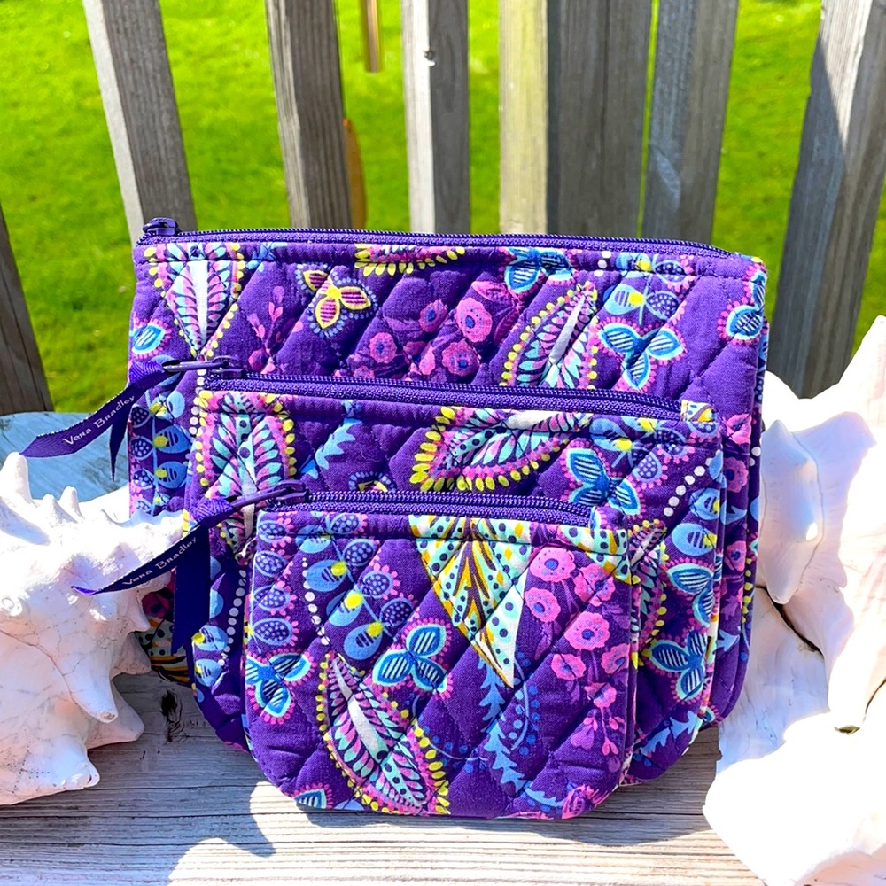 Vera Bradley 3 pc Cosmetic Bag Set